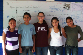 Sofia Essayan-Perez with a group of student videographers in Nicaragua.