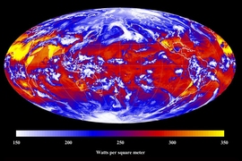 Outgoing longwave radiation from CERES Instrument on NASA Aqua Satellite for March 18, 2011, near Vernal Equinox of 2011