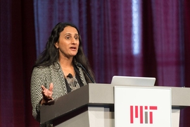 Bina Venkataraman, senior advisor on climate change innovation for the Obama administration, spoke about the need for the kinds of innovations that can come from MIT.