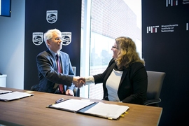 Henk van Houten, global head of Philips Research, and Associate Provost Karen Gleason
