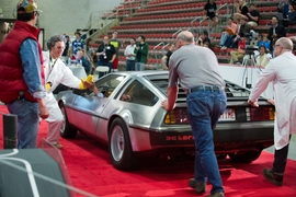 A real DeLorean car was on hand to enhance the movie theme of the contest.