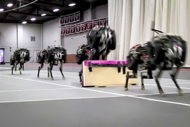 MIT researchers have trained their robotic cheetah to see and jump over hurdles as it runs — making this the first four-legged robot to run and jump over obstacles autonomously. 
