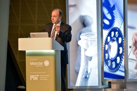 Vladimir Bulovic, MIT professor of engineering, speaks on emerging nanotechnologies at the recent Masdar Institute and MIT Research and Innovation Conference in Abu Dhabi. Bulovic and other faculty members from both institutions provided updates on joint projects and other research.