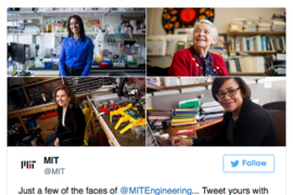 An MIT #ILookLikeanEngineer tweet featured professors (clockwise from top left) Sangeeta Bhatia, Mildred Dresselhaus, Daniela Rus, and Paula Hammond.