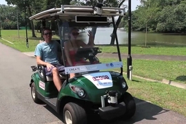 The autonomous golf carts (shown here) deployed in the Singapore public gardens relied on just a few unobtrusive sensors.