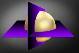 "Cutting plane" methods converge on the optimal values of a mathematical function by repeatedly cutting out regions of a much larger set of possibilities (gold sphere).