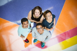 Members of the MIT Class of 2019: (clockwise from top) Riana Hoagland, Zoe Gong, Michael Hartman, and Abishkar Chhetri.