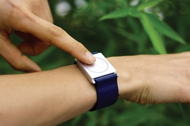 Empatica's wristband, called Embrace (pictured here), is “a consumer-looking, but medical-quality device” for monitoring stress and seizures, Rosalind Picard says. 
