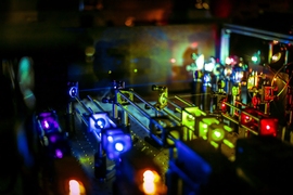 MIT scientists developed a super-resolution imaging technique, using a combination of multi-colored lasers and mirrors, to visualize very tiny, transient phenomena, such as enzyme clustering on genes. 
