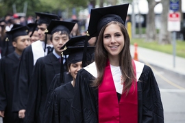 Members of MIT’s Class of 2016 headed to Killian Court for MIT’s 2016 Commencement ceremony.