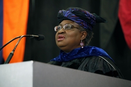 Former Nigerian finance minister Ngozi Okonjo-Iweala MCP ’78, PhD ’81 was the guest speaker at MIT’s 2016 Investiture of Doctoral Hoods.
