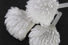 “It’s very inspiring to see how these [hair-like] structures occur in nature and how they can achieve different functions,” says Jifei Ou, a graduate student in media arts and sciences at MIT. “We’re just trying to think how can we fully utilize the potential of 3-D printing, and create new functional materials whose properties are easily tunable and controllable.” Pictured is an examp...