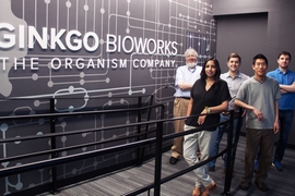 Ginkgo co-founders (from left to right): Tom Knight, Reshma Shetty, Barry Canton, Austin Che, and Jason Kelly 