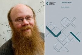 Norvin Richards, professor of linguistics at MIT, and the cover of his new book, “Contiguity Theory,” recently published by the MIT Press.