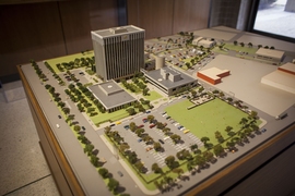 A model of the 14-acre Volpe campus in Kendall Square.