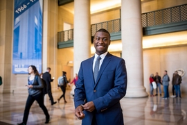 MIT senior Rasheed Auguste’s parents emigrated from Haiti to Boston as teenagers and completed master’s degrees in the U.S. “When I was born, the standard was, ‘we have master’s degrees; a PhD is the next step for this next generation.’ That was always the bar,” says Auguste. “It just so happens I got lucky. I actually do want this PhD that was prescribed from birth.” 

