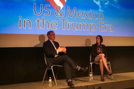 Ambassador Arturo Sarukhan (left), former Mexican Ambassador to the US (2007-2013), and Lourdes Melgar, CIS Wilhelm Fellow and Mexico's former Deputy Secretary of Energy for hydrocarbons. 
