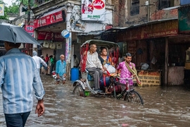 “The Indian monsoon is considered a textbook, clearly defined phenomenon, and we think we know a lot about it, but we don’t,” says Senior Research Scientist Chien Wang. An image from Varanasi, India, shows flooding in 2011. 
