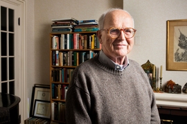Rainer Weiss at home early this morning, after learning that he has won the 2017 Nobel Prize in physics.