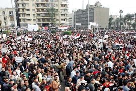 A study co-authored by MIT professor Daron Acemoglu shows that demonstrations in Cairo’s Tahrir Square lowered the stock market valuations of politically connected firms — indicating how much people thought a full democratic revolution was possible. 
