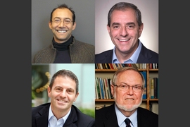 The 2018 MacVicar Faculty fellows are (clockwise from top left): Shankar Raman, David Autor, Merritt Roe Smith, and Christopher Capozzola.