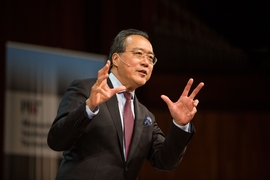 World-renowned cellist Yo-Yo Ma delivered the spring 2018 Karl Taylor Compton Lecture on March 19. He was introduced by MIT President L. Rafael Reif.