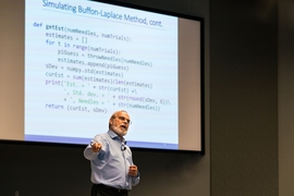 In a recent class, Eric Grimson, a computer scientist and MIT’s chancellor for academic advancement, described the Monte Carlo Simulation, a method of estimating the value of an unknown quantity using principles of inferential statistics. He lectured on using randomized computation to solve problems that are not inherently random; employed coin flips and roulette wheels to explore quantifying va...