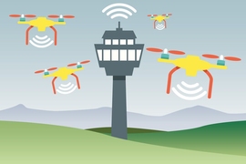 A new algorithm developed by MIT researchers helps keep data fresh within a simple communication system, such as multiple drones reporting to a single control tower. 