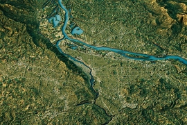 Pictured, a rendering of a river system in Oregon.