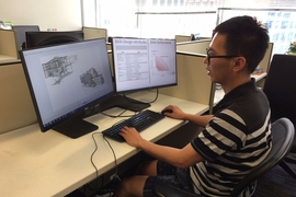 Fengdi Guo, a graduate student in the department of Civil & Environmental Engineering, is shown here working on the project.