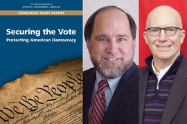 With the U.S. midterm elections approaching, a new report on keeping voting systems safe from hackers was co-authored by MIT professors Ronald L. Rivest (left) and Charles Stewart III.