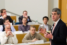 Bill Aulet, the managing director of the Martin Trust Center for MIT Entrepreneurship, gives a lecture at this year’s Entrepreneurship Development Program.