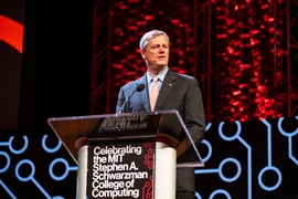 In opening remarks, Massachusetts Governor Charlie Baker gave MIT “enormous credit” for focusing its research and education on the positive and negative impact of AI.