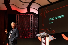 Eric Schmidt, former executive chairman of Alphabet and a visiting innovation fellow at MIT, spoke of a coming age of AI assistants. Smart teddy bears could help children learn language, virtual assistants could plan people’s days, and personal robots could ensure the elderly take medication on schedule.