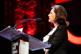 MIT Professor Sherry Turkle spoke of a “call to arms” for the new college to help people understand the consequences of the digital world where confrontation is avoided, social media are scrutinized, and personal data are sold and shared with companies and governments: “It’s time to reclaim our attention, our solitude, our privacy, and our democracy.”
