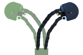 The new “growing robot” can be programmed to grow, or extend, in different directions, based on the sequence of chain units that are locked and fed out from the “growing tip,” or gearbox.