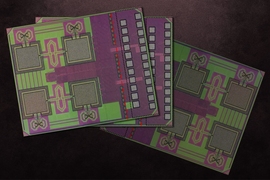MIT researchers’ millimeter-sized ID chip integrates a cryptographic processor, an antenna array that transmits data in the high terahertz range, and photovoltaic diodes for power.