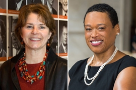 (L-R) Amy Glasmeier, a professor in the Department of Urban Studies and Planing, and Melissa Nobles, the Kenan Sahin Dean of the School of Humanities, Arts, and Social Sciences.