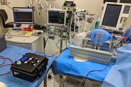 Test setup in the lab shows the most recent version of the device undergoing initial testing.