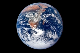 This iconic photograph of Earth, taken by Apollo 17 astronauts on December 7, 1972, is considered NASA’s most widely distributed picture. It is the first photograph that clearly showed the full Earth.