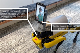 four-legged robot with tablet attached