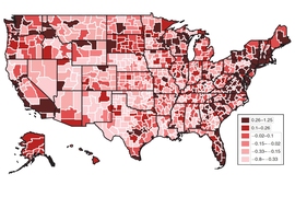 mortality map of US