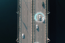 autonomous smart vehicles on bridge