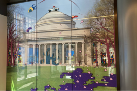 Photo of MIT's Great Dome, overlaid by colorful doodles