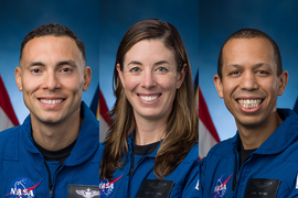 NASA headshot photos of Marcos Berríos, Christina Birch, and Christopher Williams