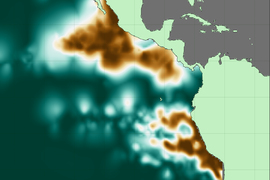 map of oxygen deficient zones in Pacific Ocean