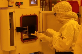 student working in clean room