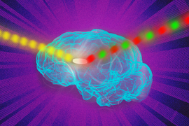 a brain graphic with fluorescing nanosenors