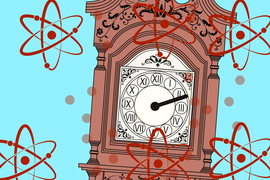 a clock with atomic graphics