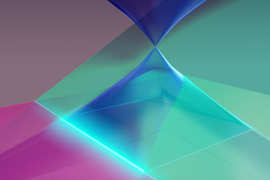 Decorative image resembling triangular prism and colorful lights.